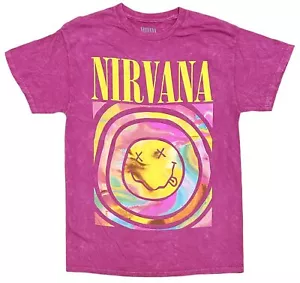 Camiseta Nirvana Unisex Mercancía Genuina Lavado Ácido Mineral Daze Smile Rosa Camiseta - Imagen 1 de 10