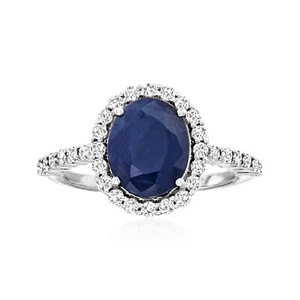 Ross-Simons 3.30 Carat Sapphire and .56 ct. t.w. Diamond Ring in 14kt White Gold - Picture 1 of 4