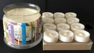 Partylite 3-Docht-Kerze & 12 Teel. 🥥VANILLE-KOKOSNUSS🥥 Vanilla Coconut, Kokos - Bild 1 von 2