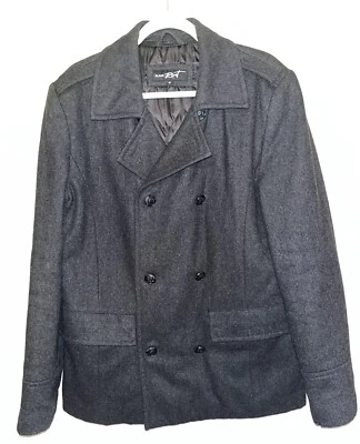 Black Rivet Peacoat Jacket Mens Charcoal Sz M - Image 1 of 4