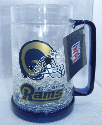 St. Louis Rams NFL Football Crystal Freezer 16oz Plastic Cup Beer Mug Style Cover