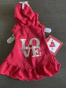 VALENTINE'S DAY RED DRESS Hoodie "LOVE" Puppy/Dog MEDIUM - Picture 1 of 2