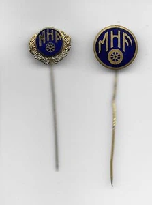 Motorist Society Sobriety Association Sweden MHF Two Vintage Member Metal Pins - Picture 1 of 1