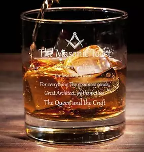 The Masonic Toast / Engraved Freemason (Mason / Masonic) Tumbler Whiskey Tumbler - Foto 1 di 1