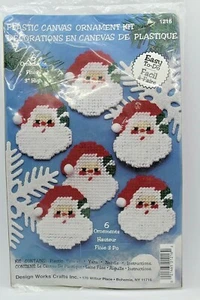 Easy To-Do "Santa Face" Plastic Canvas Ornament Kit (Makes 6) Design Works NEW! - Picture 1 of 3