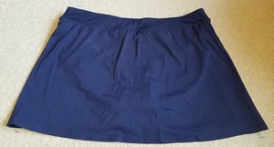 Womens Swim Skort-LANDS' END-navy blue nylon stretch knit lined pull-on-14 - Picture 1 of 5