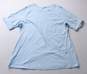 Denim & Co. Essentials Women's True Cotton Roll Cuff Tunic WR4 Clear Sky Large - Picture 1 of 3