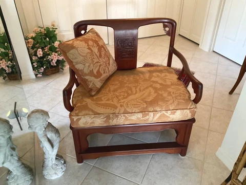GEORGE ZEE VINTAGE CHAIR CUSTOM CUSHIONS  METAL TAG ONE OWNER Cover