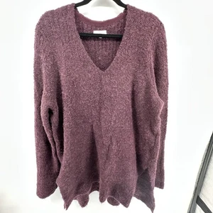 Lou & Grey Long Tunic Sweater Wool Alpaca Side Slits Maroon / Burgundy Warm XL - Picture 1 of 8