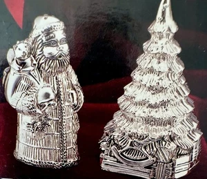 WM. ROGERS & SONS Silverplated Christmas Tree & Santa Salt & Pepper Set VTG 2000 - Picture 1 of 13