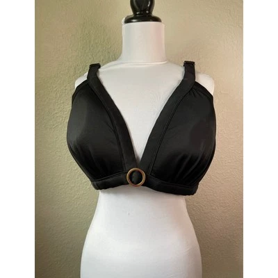 Cacique Swim Top Black Ring Accent Plus Size Swimsuit Separates - Image 1 of 3