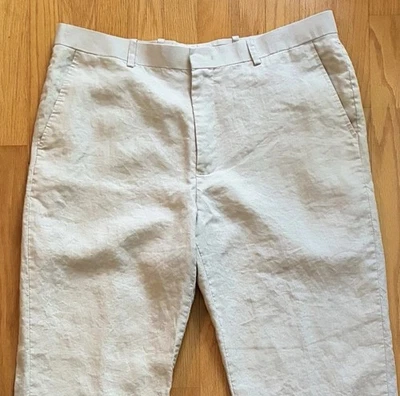 Pantalones de lino INC International Concepts London para hombre 34x30 pierna recta blanco roto Foto 1 de 4