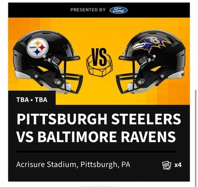 Pittsburgh Steelers vs Baltimore Ravens TBA Sec 541 Row P Seats 7-10 - 4 Tickets - Image 1 of 4