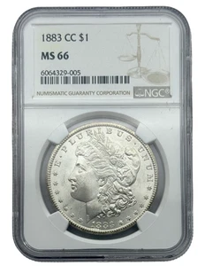 1883-CC Morgan Silver Dollar, NGC MS66, 1 $, Lustrous Original Carson City. - Bild 1 von 4