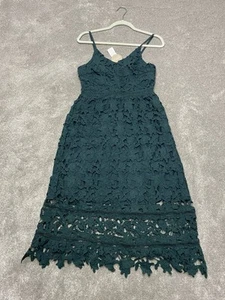 Apricot Lace Midi Dress UK 8 Dark Green Cut Out Hem Strappy Summer Wedding Party - Picture 1 of 16