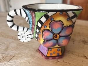 Prospero Design works Whimsical Hand Designed Tea Cups Set of 4 CUTE! - Picture 1 of 13