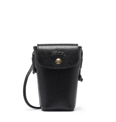 LONGCHAMP Épure Leather Phone Flap Pouch/Case with Leather Lace - Black - Image 1 of 4