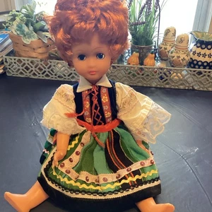 Vintage Schweizer Puppe Mädchen rote Haare 16 Zoll - Bild 1 von 4