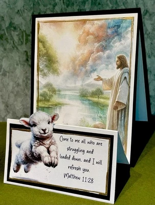 4 Stampin UP! Jesus Cares Sheep Math 11:28 Come all . .Double Easel DIY Card Kit - Image 1 of 4
