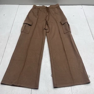 Fashion Brown Stretch Cargo Wide Leg Lounge Sweatpants Women's Size Medium  - Picture 1 of 10