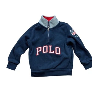Polo Ralph Lauren Fleece Pullover Quarter Zip American Flag 2/2T - Picture 1 of 5