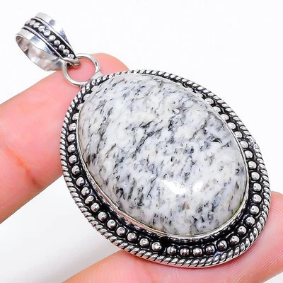 Pendente In Argento Sterling 925 Fatto A Mano In Gemma Blu Azurite 2,25" - Immagine 1 di 4