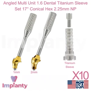 10x Set Manicotti Angolati Multi Unità 1.6 Dentale Titanio 17° Esagonale Conico 2,25mm NP - Foto 1 di 14