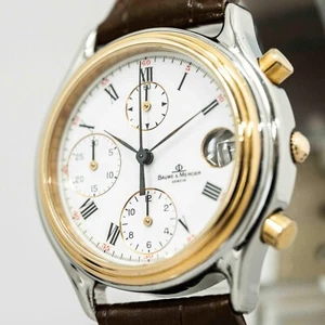 RARO Romano **CASI COMO NUEVO** BAUME & MERCIER Geneve 6103 Cronógrafo Automático Para Hombre - Imagen 1 de 13