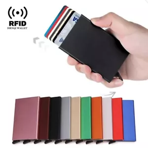 Rfid Credit Card Holder Metal Thin Slim Smart Wallet Men Women Wallets Pop Up Mi - Picture 1 of 22