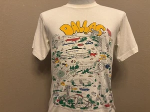 T-shirt turistica vintage anni 80 Dallas Landmark Map M - Foto 1 di 8