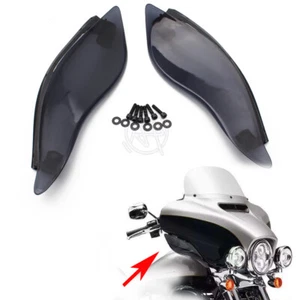 ABS Side Wings Wind Air Deflectors Smoke for Harley Touring Street Glide 14-16 - Picture 1 of 9