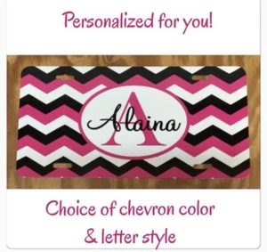 Monogram License Plate Chevron Personalized Car Tag New - Picture 1 of 1