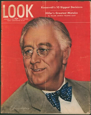 LOOK Magazine October 3, 1944 WWII Roosevelt FDR ~Hitler~G.I. Joe Takes A Bath - Image 1 of 4
