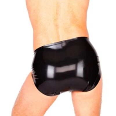 Latex Briefs Mid-Waist Tight Shorts for Women Rubber Package Buttocks Pants BDSM - Image 1 of 3