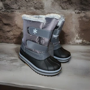TODDLER BOYS GIRLS WATERPROOF WINTER SNOW BOOTS SIZE 9 GREY - Picture 1 of 10