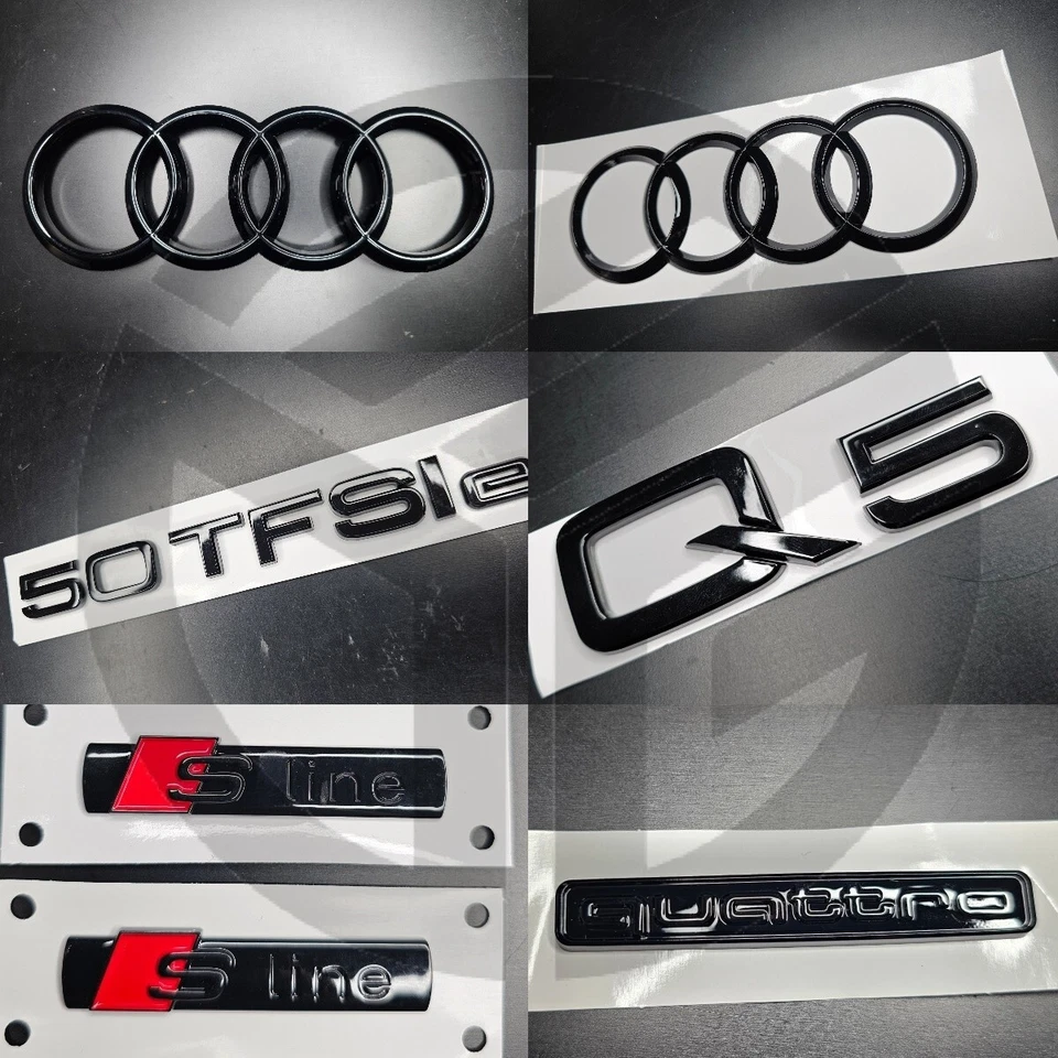 Audi Q5 Hyb 2021+ Insignias Negro Brillante PARRILLA/BOTA/GUARDABARROS 2XSLINE/50TFSI E/QUATTRO - Imagen 1 de 1