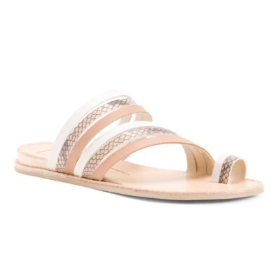 New Dolce Vita Leather White Snakeskin Brown Toe Ring Strappy Sandals Size 6 - Image 1 of 4