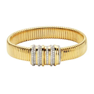 Charles Garnier 6.75" Gold-plated Tubogas Flex Magnetic Clasp CZ Bangle Bracelet - Picture 1 of 1
