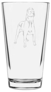 Dogo Argentino Hund Thema geätzt Allzweck 16oz Pint Glas - Bild 1 von 1