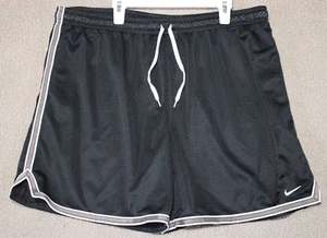Nike Swoosh Shorts XL 16-18 Black Silver Striped Embroidered Logo Athletic - Picture 1 of 17