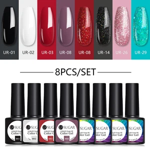 UR SUGAR Nail Art Set 6/8/10pcs UV Gel Nagellack Glitter Matt soak Off Lack