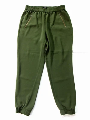 J.Crew Satin Army Green Athleisure Zip Pocket Slim Jogger Pant Women 6 Medium  - Image 1 of 4