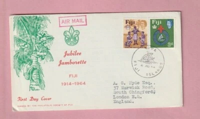 Fiji Boy Scout Jubilee Jamboree Cubierta, Primer Día Cubierta, Suva 1964 Foto 1 de 2