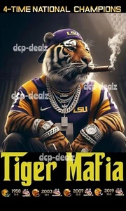 PÓSTER PREMIUM LSU TIGERS FUTBOL 4 CAMPEONATOS NACIONALES - Imagen 1 de 5