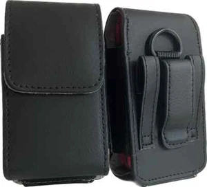 Black leather vertical case fits Tracfone Alcatel My flip A405DL - Picture 1 of 2