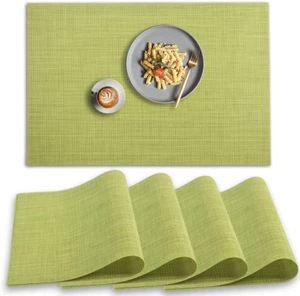 PVC Placemat, 4 PCS of Non-Slip Heat Resistant Place Mats, Washable Vinyl Placem - Picture 1 of 12