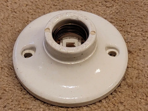 Vintage GE General Electric Porcelain Flush Mount Light Fixture Antique Cover