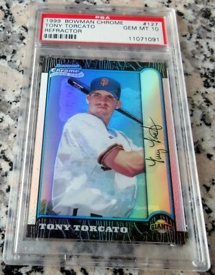 TONY TORCATO 1999 Bowman Chrome Refractor SP Rookie Card RC PSA 10 POP 2 Giants - Image 1 of 2