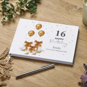 Personalised 16th Birthday Gift Guest Book Present Design GB-159