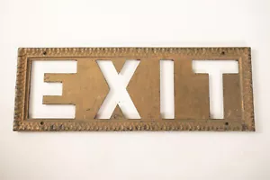 Antique Brass or Bronze Exit Sign (UB4/JSF6) Theater Auditorium 12.25" x 4.5" - Picture 1 of 11